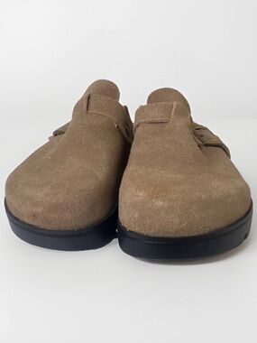 Project Cloud Men's Suede Slip-On Clog with Buckle - Taupe Size US 9 - EU 40